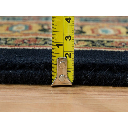 Rug 8'10"x12'6" Frost Black Herrita Design 250 KPSI Wool Hand Knotted