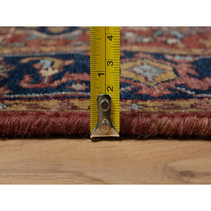 2'7"X10' Red Antiqued Fine Heris Re-Creation Hand Knotted Wool Runner Rug