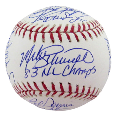 1983 NL Champs Phillies Team Signed by (19) OML Baseball Rose Schmidt HOF 12624