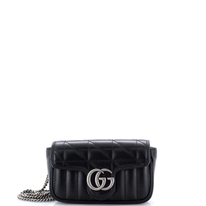 Gucci Gg Marmont Flap Bag Mixed Matelasse Leather Super Mini