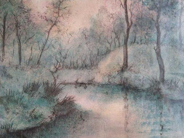 Antonio Rivera Signed Lithograph Forest By The Water 64/200 Spanish Landscape