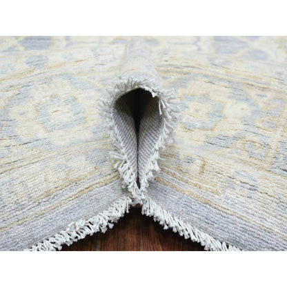 7'10"X9'7" Cloud Gray White Wash Peshawar Natural Wool Hand Knotted Rug