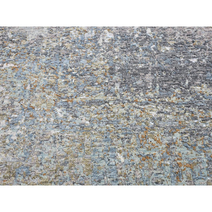 8'1"X10' Blue Wool Farsian Knot With Abstract Design Hand Knotted Rug