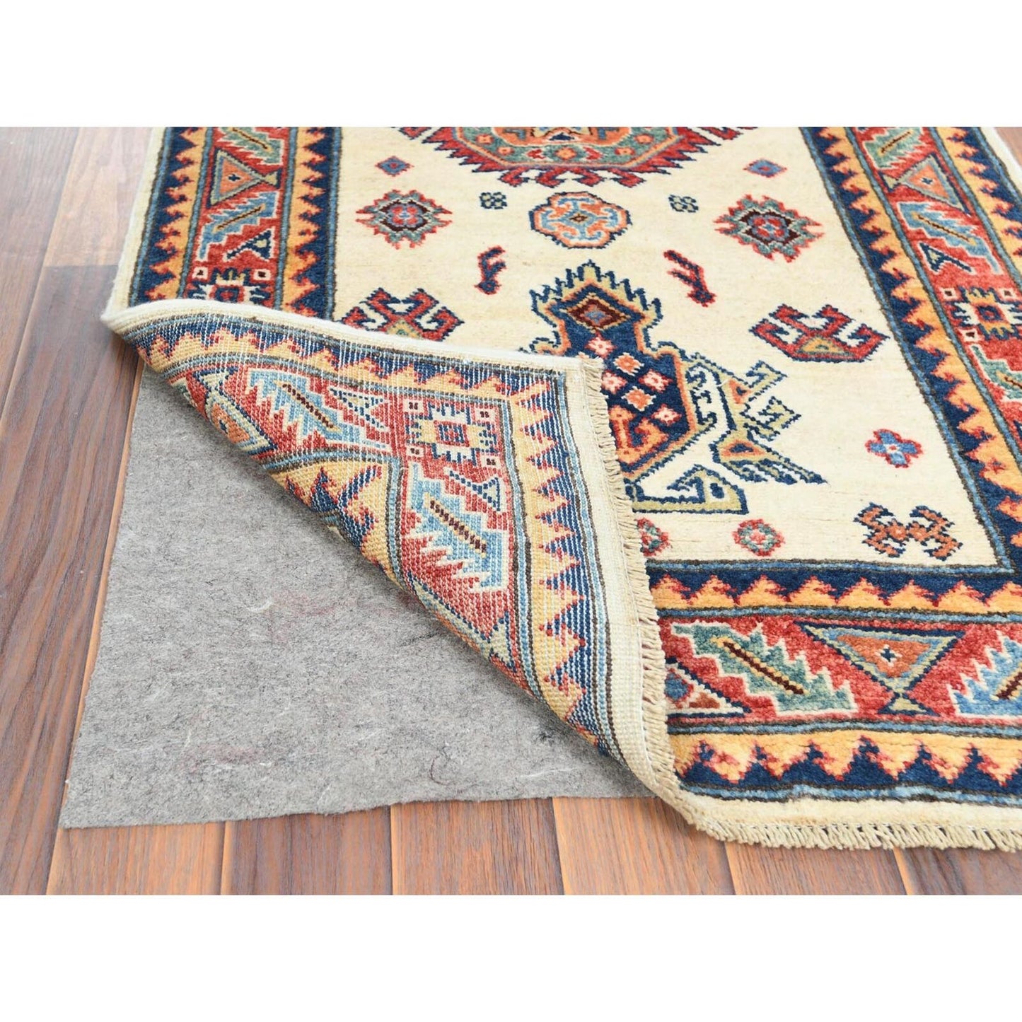 2'7"X9'8" Wool Hand Knotted Ivory Afghan Special Kazak Runner Rug