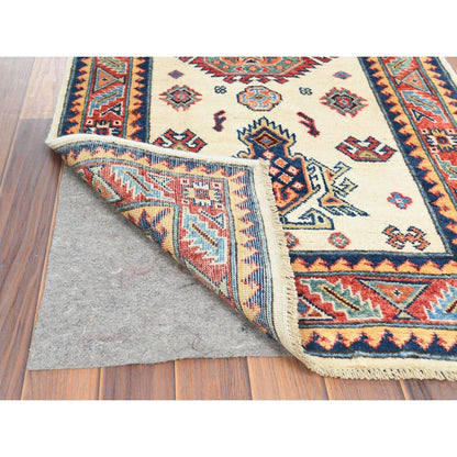 2'7"X9'8" Wool Hand Knotted Ivory Afghan Special Kazak Runner Rug