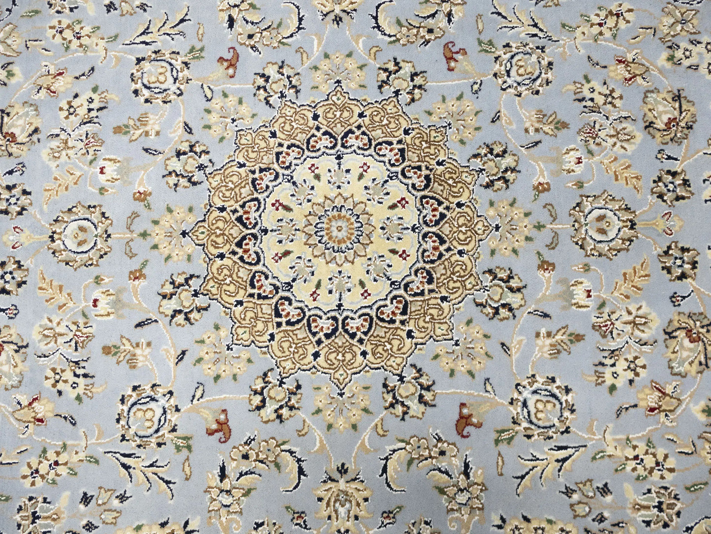 Indo-Nain Blue Oriental Rug 5X8 ft Floral Medallion Design Bedroom Decor Carpet