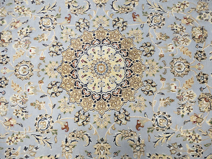 Indo-Nain Blue Oriental Rug 5X8 ft Floral Medallion Design Bedroom Decor Carpet