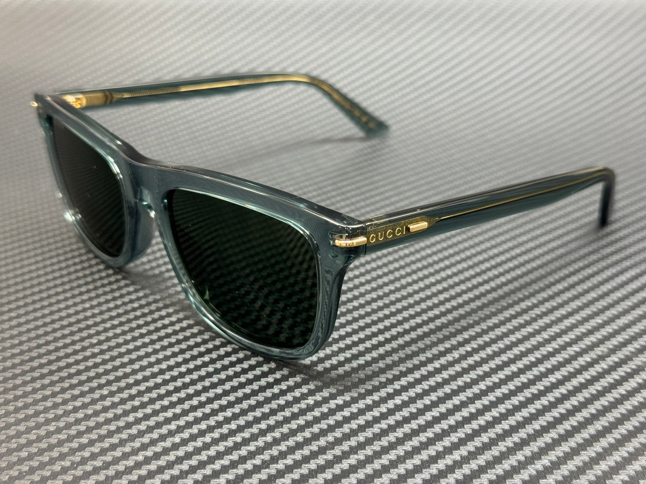 GUCCI GG1444S 004 Blue Transparent Green Men's Large 55 mm Sunglasses