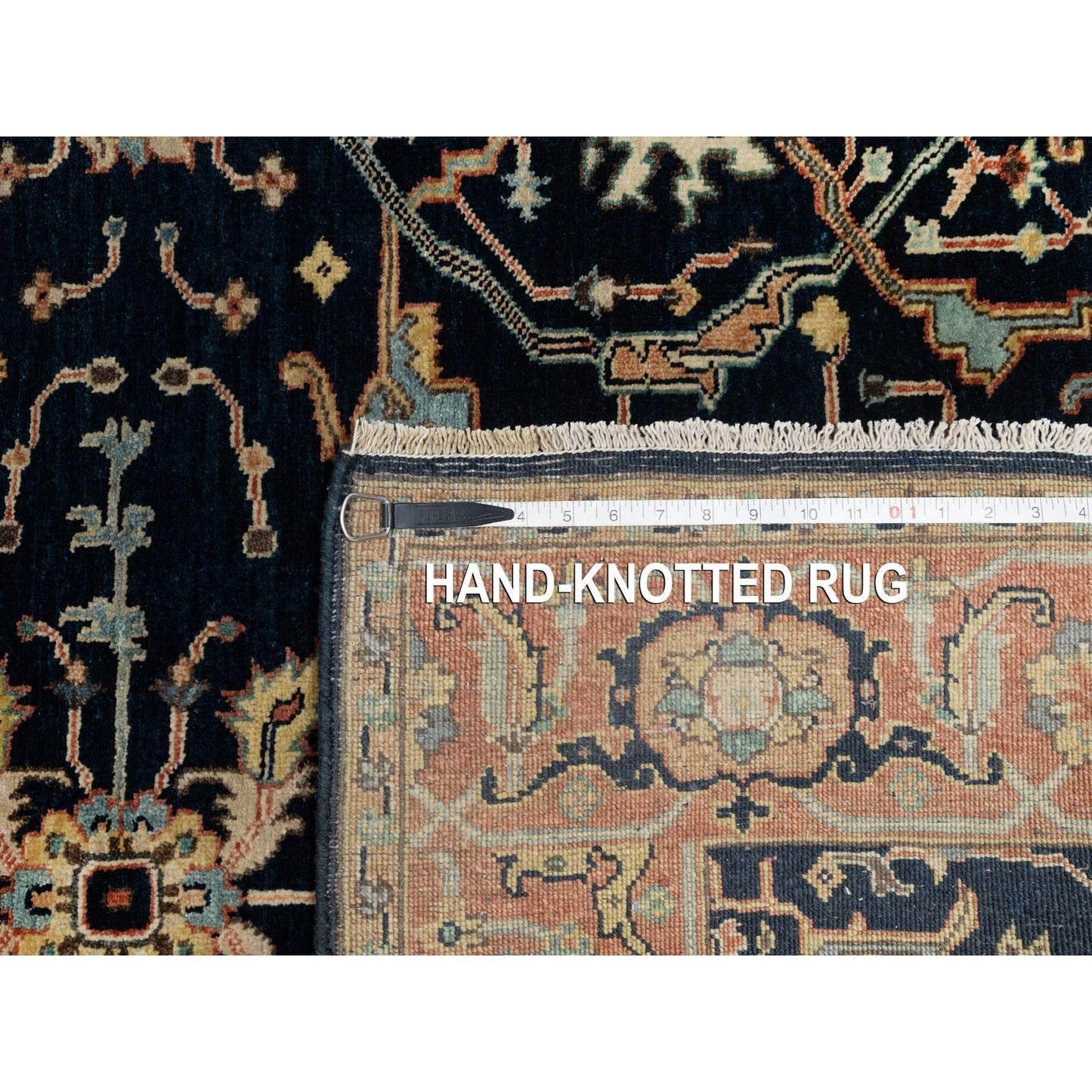 4'2"X6'3" Oxford Blue Heris Re-Creation Hand Knotted Wool Oriental Rug