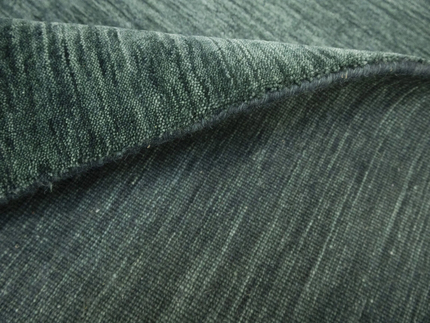 Solid Dark Green Hand-Loomed 9X12 Gabbeh Wool Rug