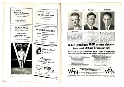 10/7/1933 Kansas Vs. Notre Dame College Program