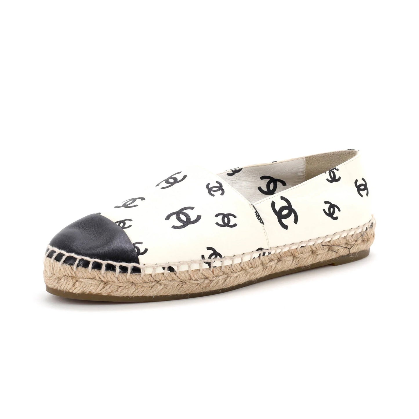 Chanel Women'S All Over Cc Cap Toe Espadrilles Printed Leather