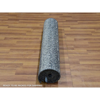 2'7"X8' Onyx Gray Hand Knotted Kohinoor Herrita Wool Runner Oriental Rug