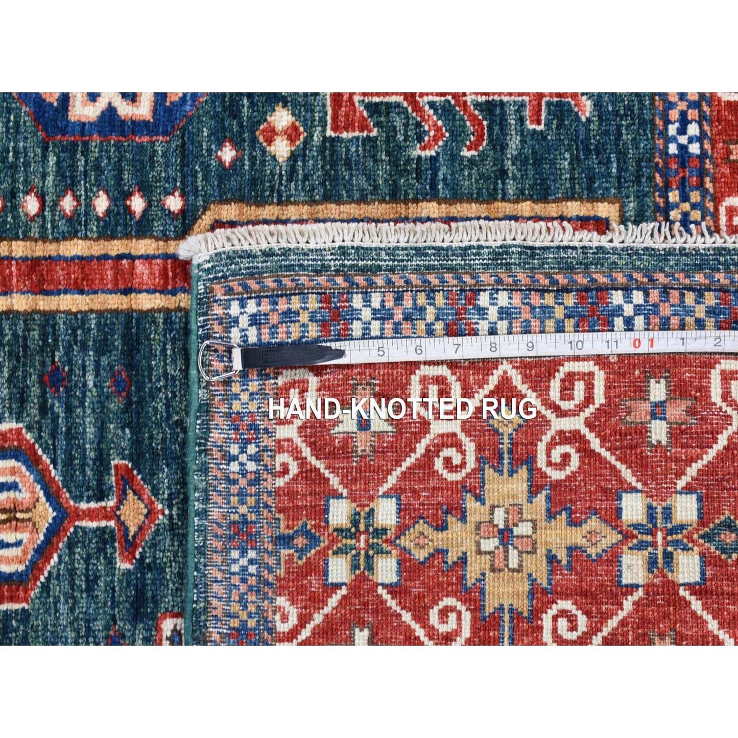 5'4"X7'9" Dark Green Afghan Super Kazak Hand Knotted Wool Oriental Rug