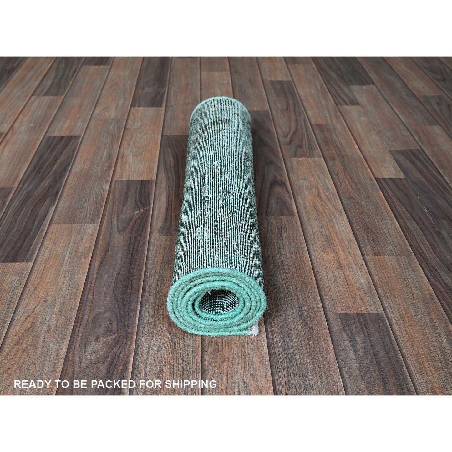 2'X5'7" Green Overdyed Vintage Zoroastrian Hand Knotted Wool Runner Rug