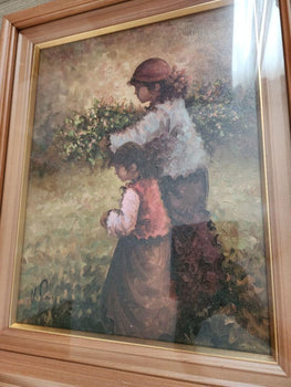 Antnio Pecoraro Original Oil Painting  Sisters Italian-American Signed Framed