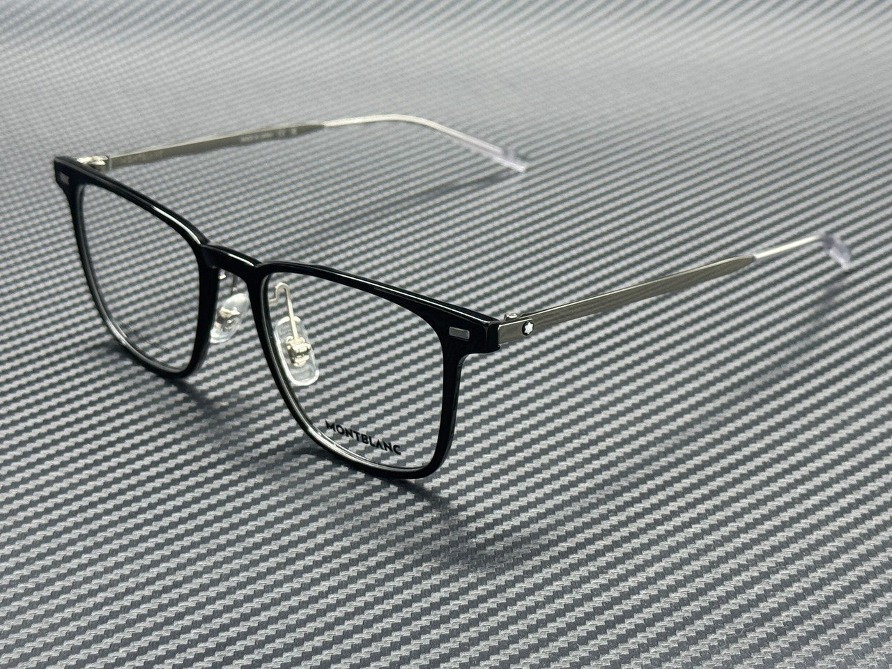 MONT BLANC MB0395ON 001 Shiny Black Silver 51 mm Medium Eyeglasses