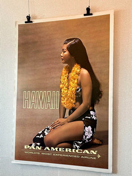 Pan American Ariline Pan Am Original Vintage Poster Hawaii Linen Backed