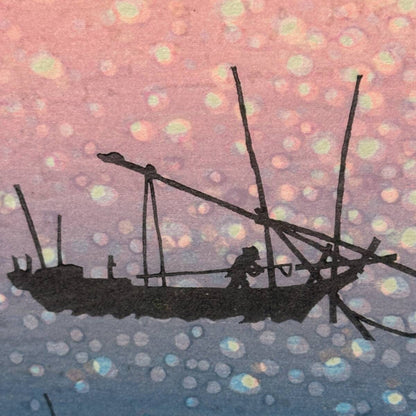 Munenori Makino Overflowing Joy 1987 Japanese Woodblock Print Signed 11/180