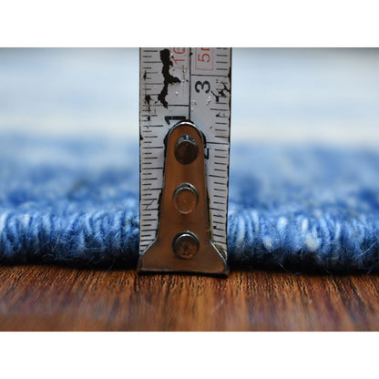 5'10"X8'9" Soft Wool Hand Knotted Denim Blue Maze Design Rug