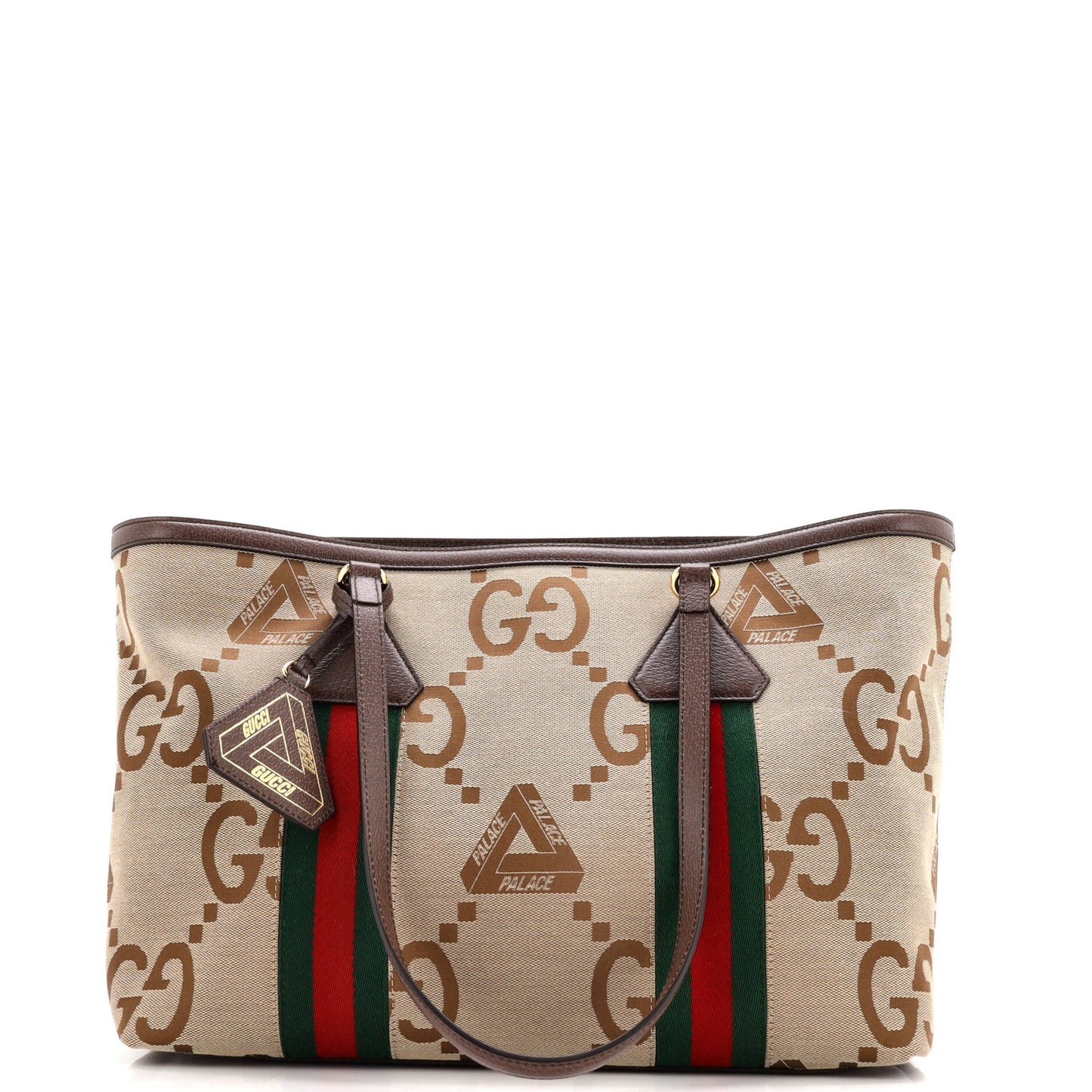 Gucci X Palace Web Shopper Tote Jumbo Gg Tri-Ferg Logo Canvas Medium