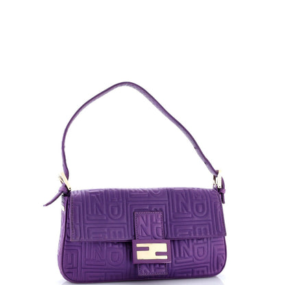 Small Fendi Baguette Bag Logo Embossed Leather