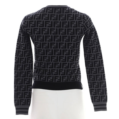 Fendi Women'S Long Sleeve Crewneck Sweater Zucca Viscose Blend