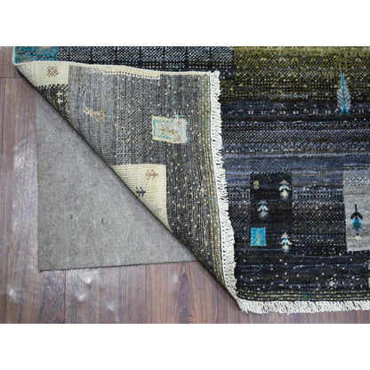 4'X5'10" Gray Hand Knotted Afghan Kashkuli Gabbeh Hand Spun Wool Rug