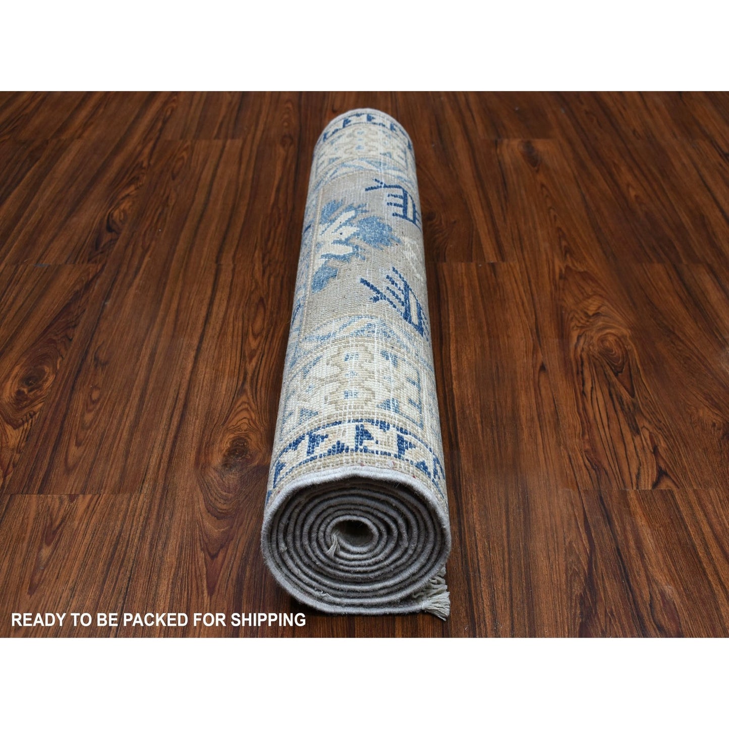 2'6"X9'4" Gray Vintage Look Kazak Wool Tribal Design Hand Made Runner Rug