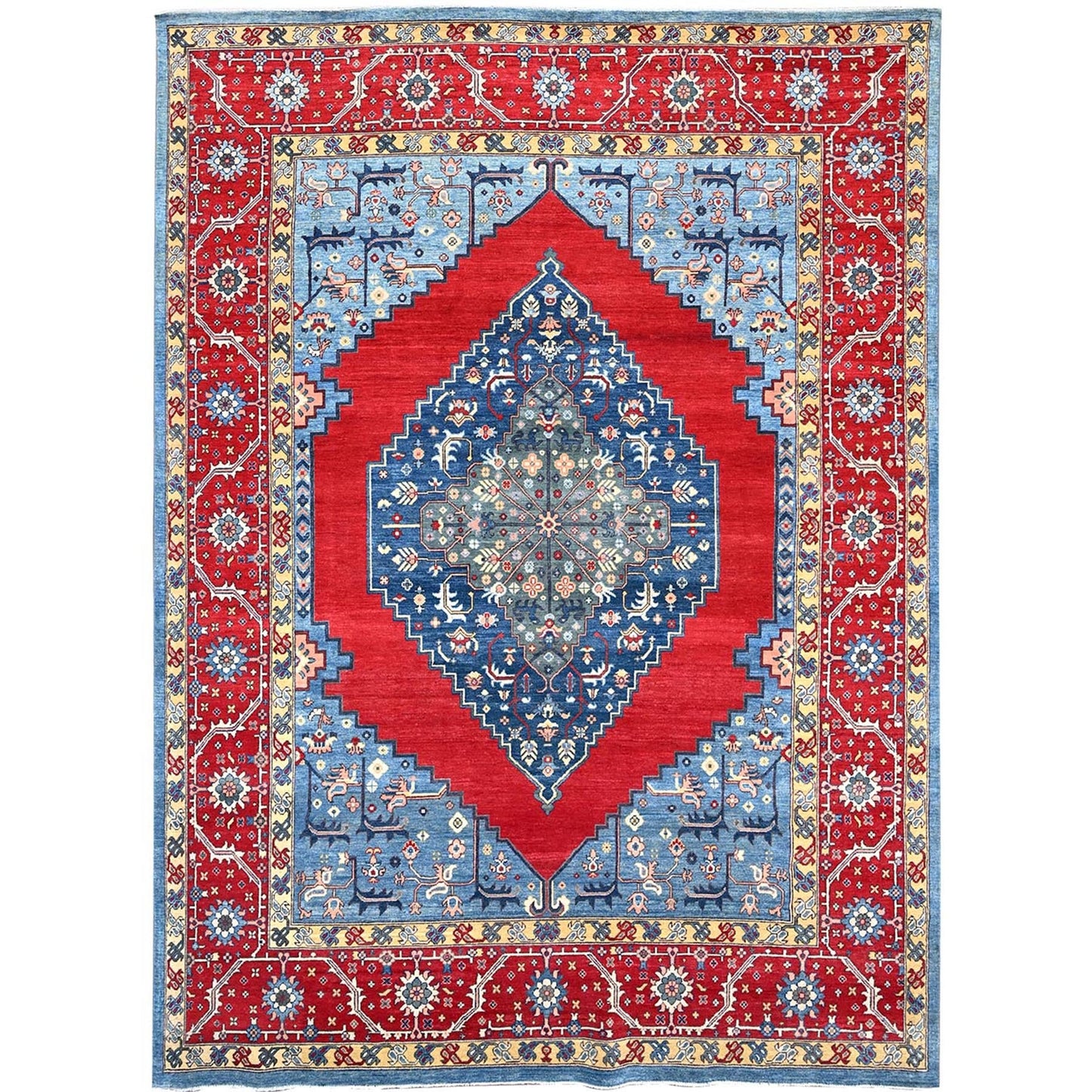 8'10"X12' Tomato Red Afghan Heris Seeripe Bakshaish Design 100% Wool Rug