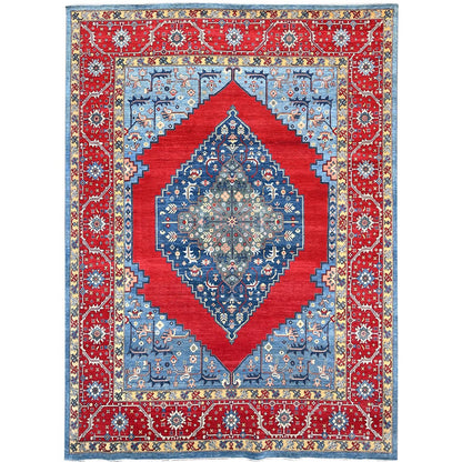 8'10"X12' Tomato Red Afghan Heris Seeripe Bakshaish Design 100% Wool Rug
