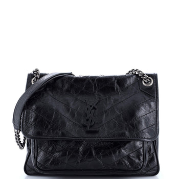 Saint Laurent Niki Chain Flap Bag Matelasse Chevron Leather Medium