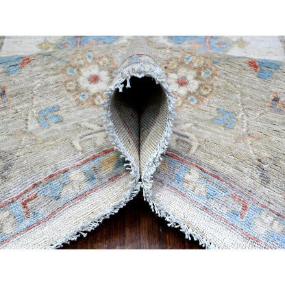 8'X9'9" Porcelain White Wool Hand Knotted Finer Peshawar Oriental Rug