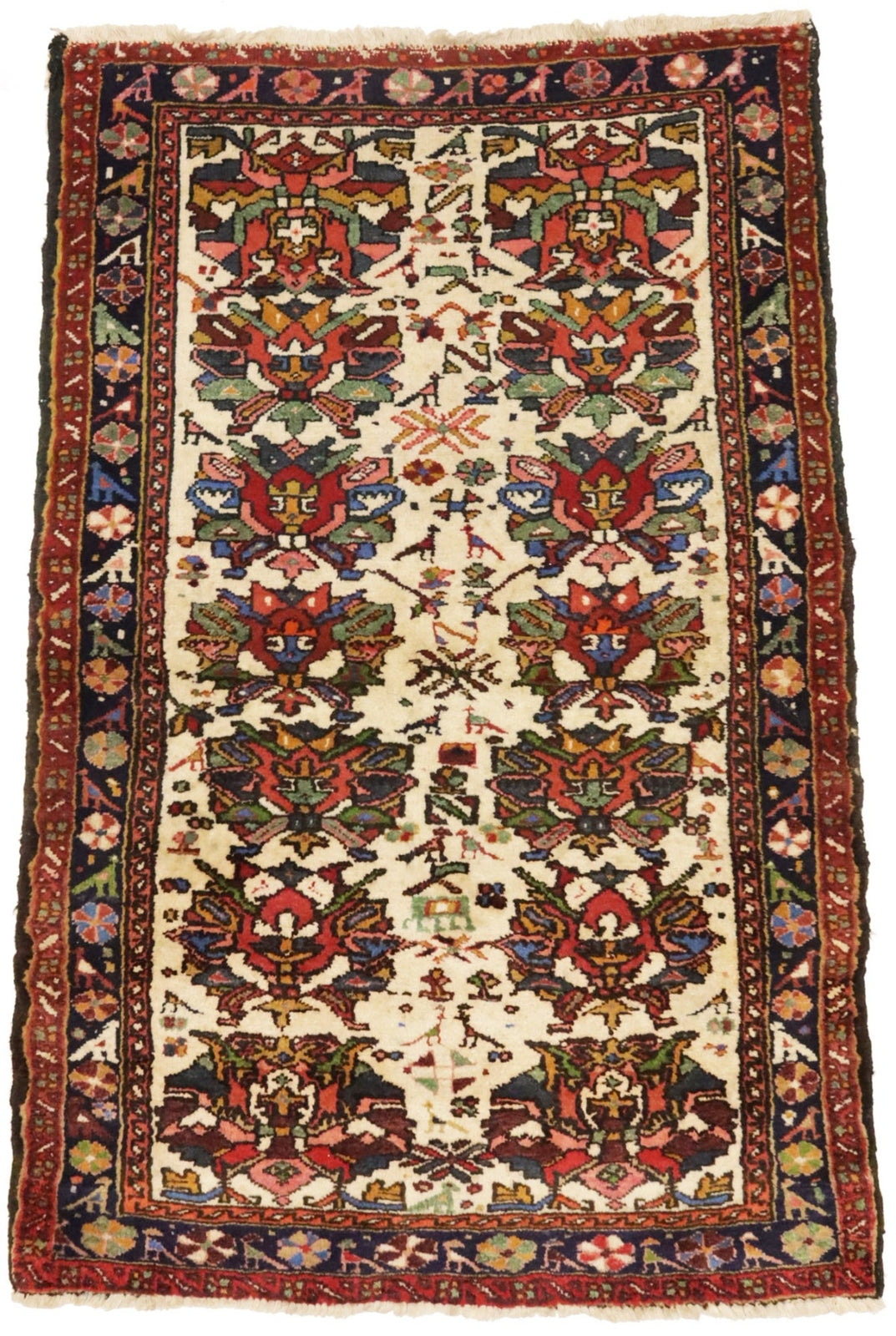 One-Of-A-Kind Vintage Floral Oriental Rug 3X5 Ft