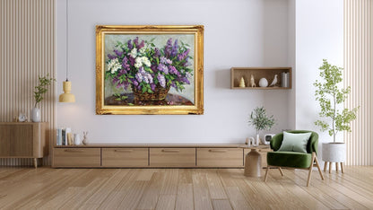 Natalia Navashina Krandievskaya Lilacs In A Basket Soviet Oil Painting Signed