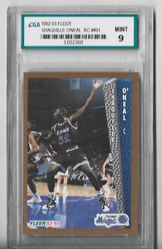 Shaquille O'Neal 1992-93 Fleer #401 Rookie (Cga Grade Mint 9) Card
