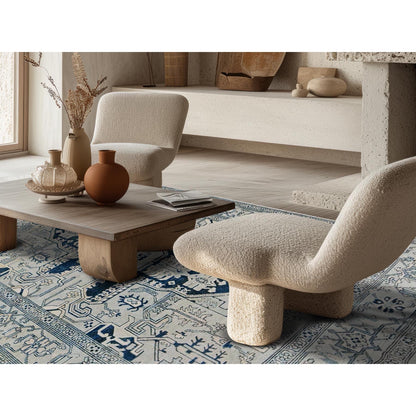 6'X9' Cloud Gray Seeripe Heris Medallion Design Pure Wool Hand Knotted Rug