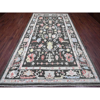 7'X12'3" Black Afghan Angora Oushak Hand Knotted 100% Wool Runner Rug
