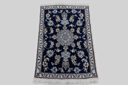 Handmade Traditional Navy Thick Pile Rug Small