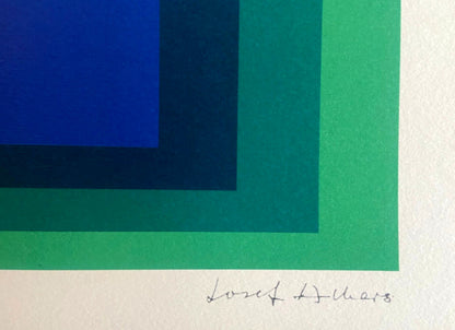 Josef Albers Lithograph Coa Numbered By Hand Signed O.P. Stamp