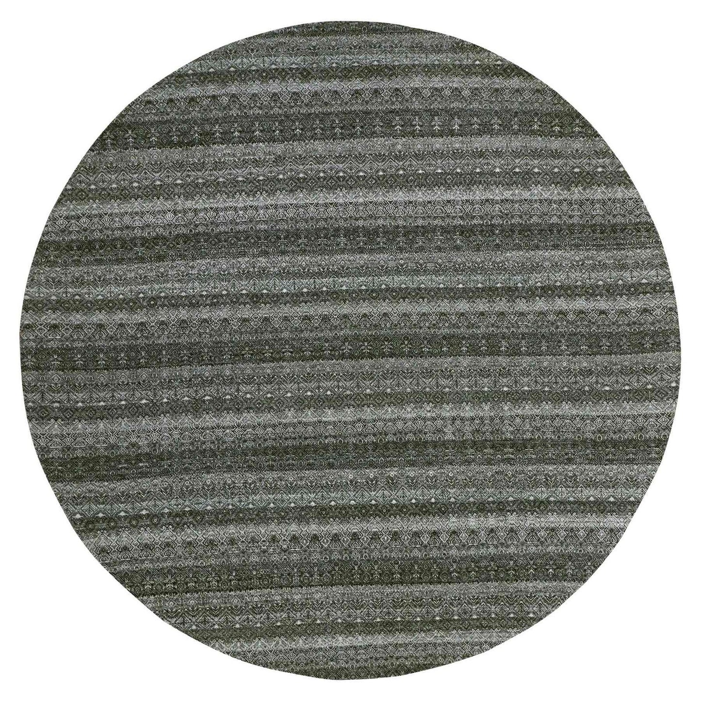 12'X12' Graphite Gray Hand Knotted Kohinoor Herrita All Wool Round Rug