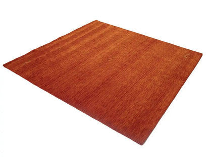 Orange-Red Gabbeh Modern Square Rug Wool Tribal