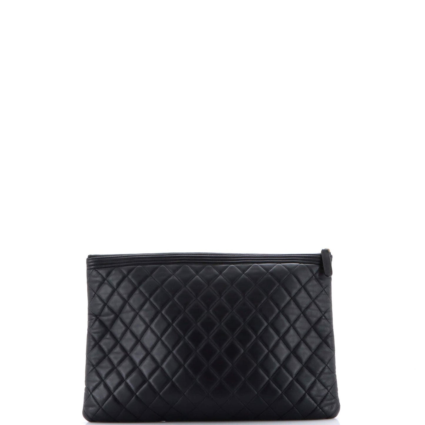 Chanel Boy O Case Clutch Quilted Lambskin Large