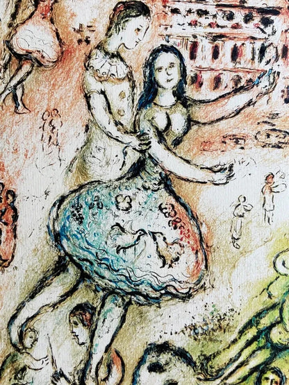 Marc Chagall Signed Mourlot Coa Lithograph Op