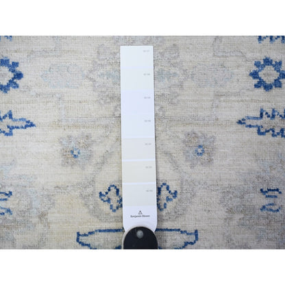 2'8"X11'10" White Hand Knotted Wool White Wash Peshawar Runner Rug