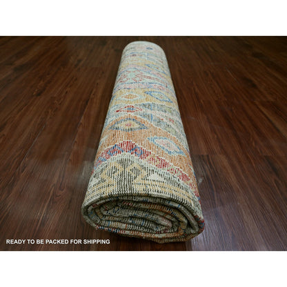 7'10"X9'6" Gray Hand Knotted Rug Wool Anatolian Village Inspired Design