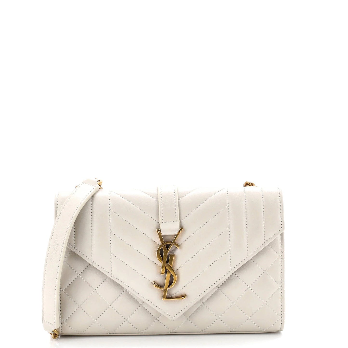 Saint Laurent Classic Monogram Envelope Satchel Matelasse Chevron Leather Small
