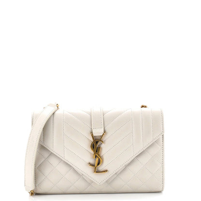 Saint Laurent Classic Monogram Envelope Satchel Matelasse Chevron Leather Small