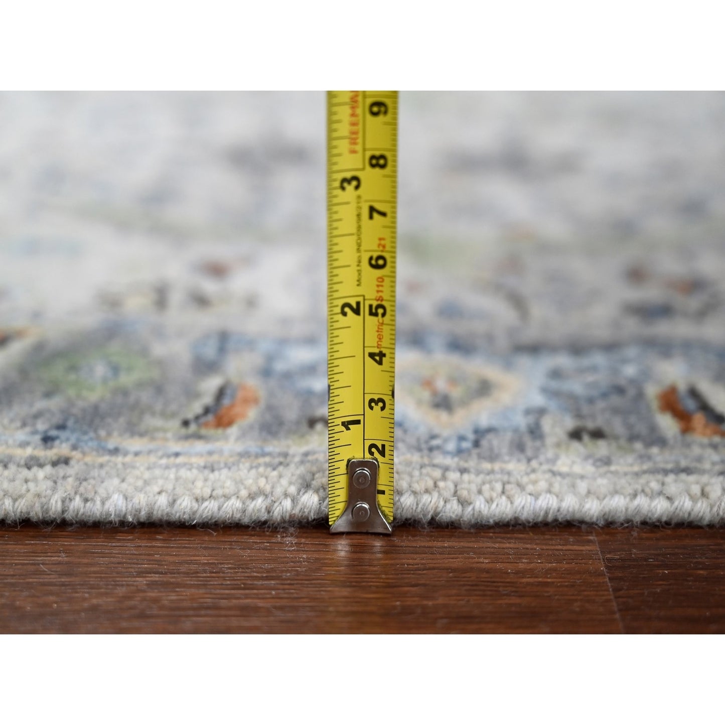 2'X3' Ice Gray Oushak Natural Wool Hand Knotted Mat Rug