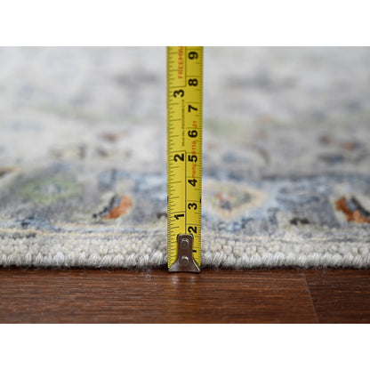 2'X3' Ice Gray Oushak Natural Wool Hand Knotted Mat Rug